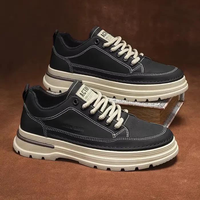 Chaussures de sport beiges pour hommes, confortables, antidérapantes, en cuir, chaussures de travail