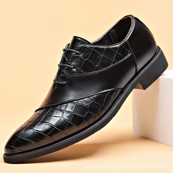 Chaussures en cuir de luxe pour hommes, chaussures Derby de marque à bout pointu à lacets, chaussure