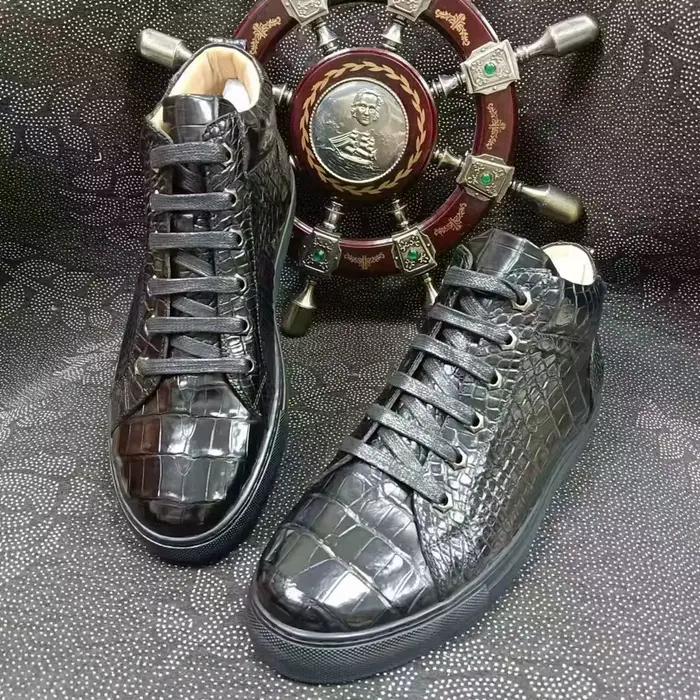 Baskets de luxe en peau de Crocodile pour hommes, 100% authentiques, durables, solides, de qualité s