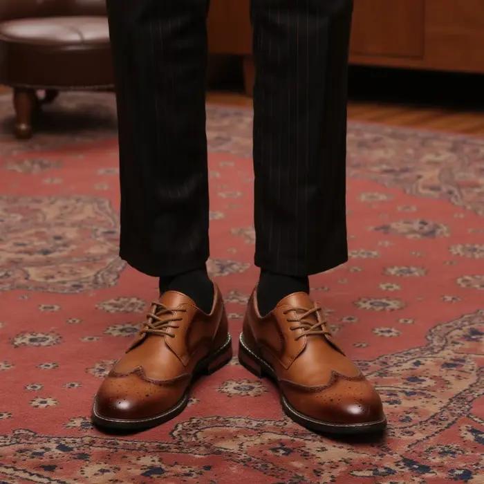 Taille 7 ~ 13 chaussures habillées Brogue homme chaussure sociale en cuir de mariage mâle
