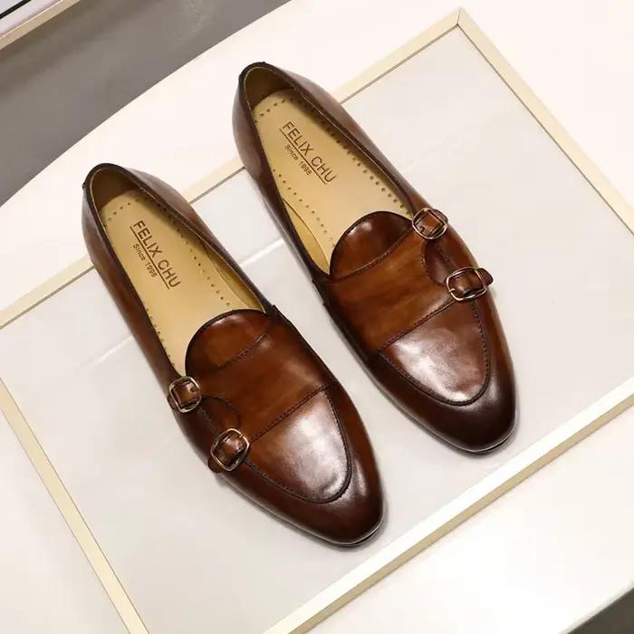 FELIX CHU mocassins en cuir véritable pour hommes, chaussures habillées décontractées faites à la ma