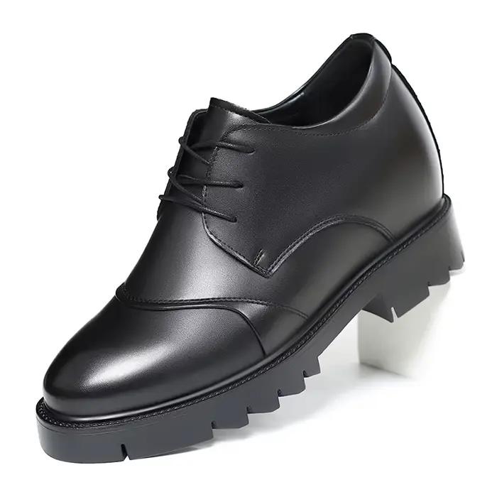Chaussures pour hommes en cuir de vache augmentant la hauteur de 10cm, chaussures formelles à semell