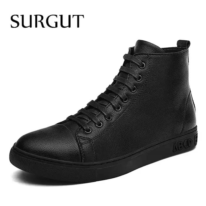 SURGUT 2026 mode nouveau automne hiver hommes bottes décontracté moto bottes en cuir fendu confortab