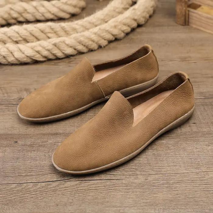 Chaussures décontractées pour hommes de haute qualité, en cuir véritable gris, mocassins italiens, c