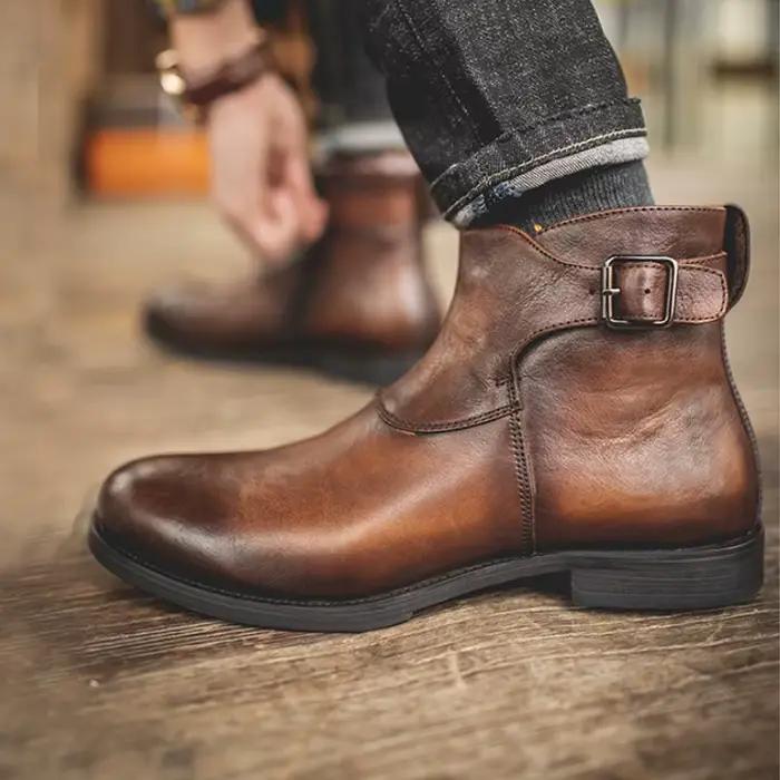 ZFTL nouveaux hommes Chelsea bottes hommes à la main en cuir véritable bottes rétro printemps et aut