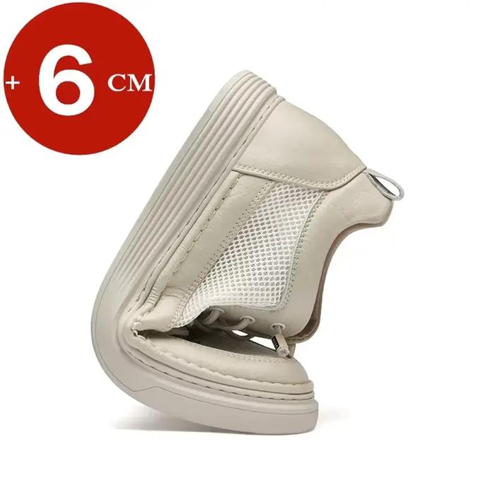 Chaussures d'Été en Cuir de Vache et Maille pour Homme, Baskets Décontractées de 6cm, de Styliste, R