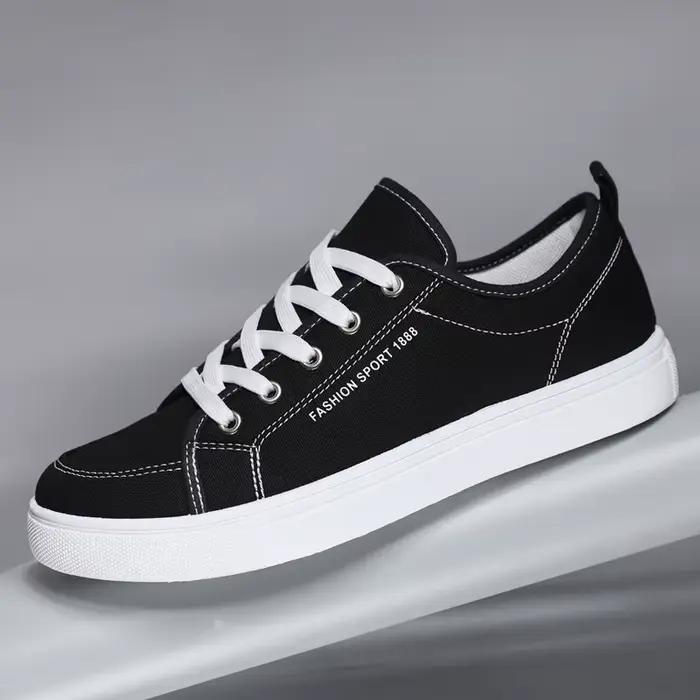 Chaussures en toile décontractées bleues pour hommes, baskets plates à lacets, design de luxe, coord