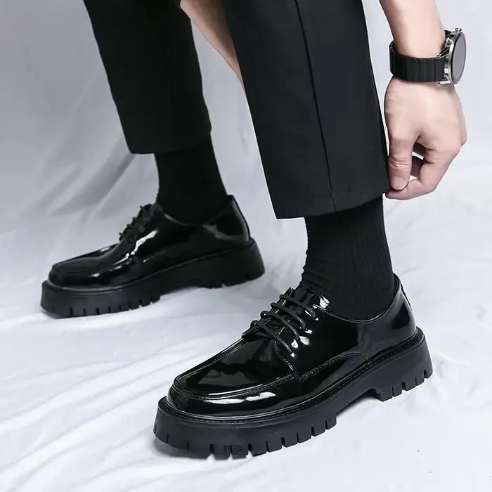 Chaussures formelles à lacets pour hommes, chaussures provoqué, semelle noire