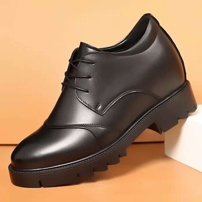 Chaussures pour hommes en cuir de vache augmentant la hauteur de 10cm, chaussures formelles à semell