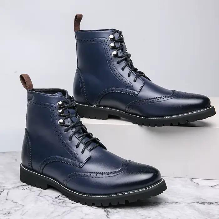 Brogue bottes haut en cuir microfibre hommes chaussures décontractées taille 38-48