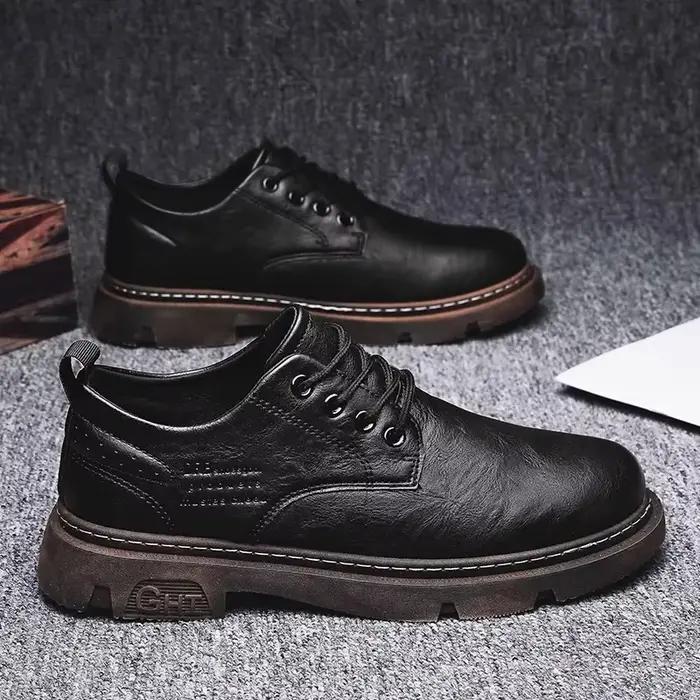 Chaussures à plateforme en cuir de vache pour hommes, chaussures Derby décontractées à la mode, bass