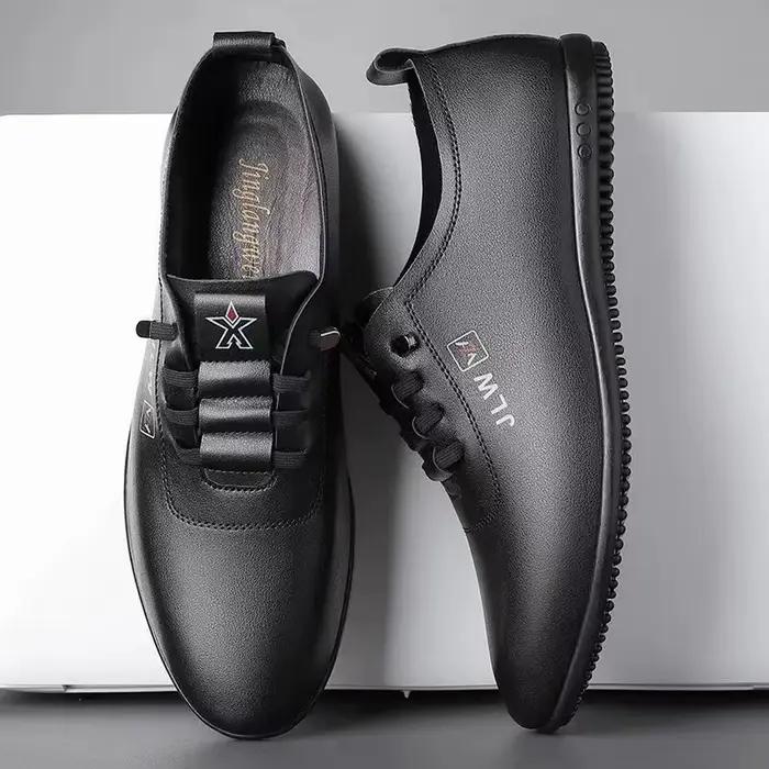 Chaussures en cuir polyvalentes pour hommes, chaussures d'affaires décontractées à fond souple, pour