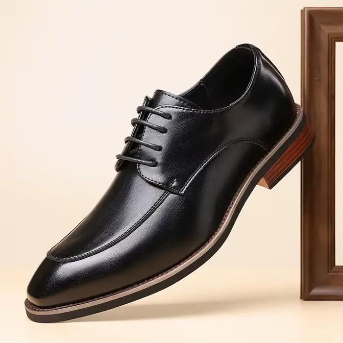 Chaussures en cuir formelles pour hommes, chaussures Derby confortables à semelle souple, respirante