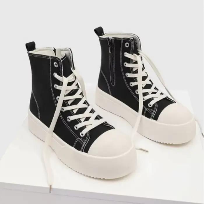 Baskets montantes noires pour hommes, rehaussantes, de créateur, à plateforme, décontractées, Zapati