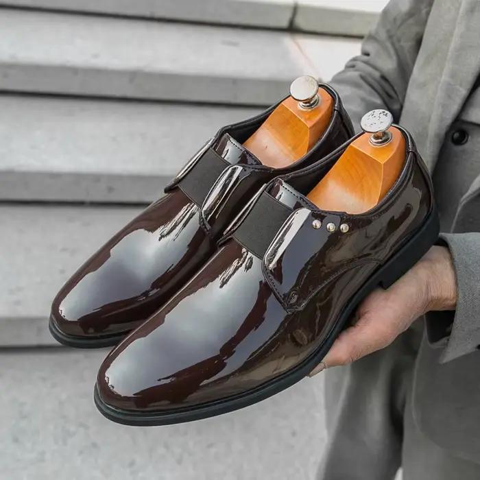 Chaussures en cuir brillant pour hommes, marque de luxe, occasions haut de gamme, chaussures formell