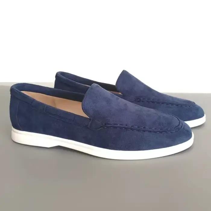 Mocassins classiques en cuir suédé pour hommes, chaussures décontractées, marque de luxe, respirante