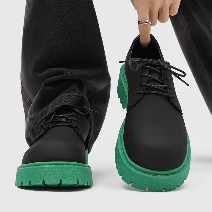 Chaussures Derby à plateforme De styliste pour hommes, baskets en cuir décontractées bicolores à sem