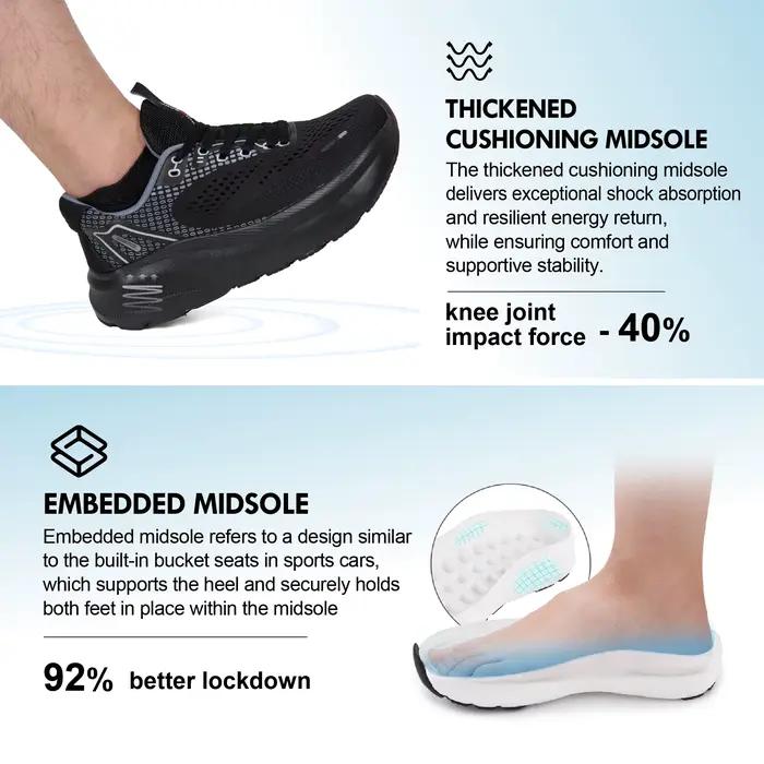 Chaussures Homme à Enfiler, à Bout Large, Mains Libres, avec Soutien de la Voûte Plantaire, Baskets 