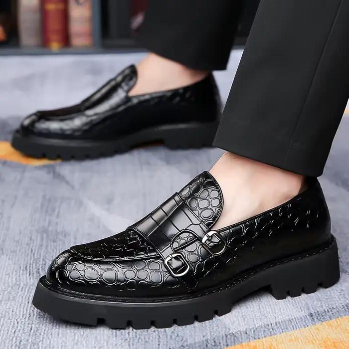 Mocassins de ville élégants et polyvalents pour hommes, style Derby anglais confortable, en cuir dur