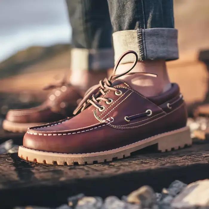Mocassins en Cuir group pour Homme, Chaussures Souples, Décontractées, Bateau, à Plateforme, Noir, M