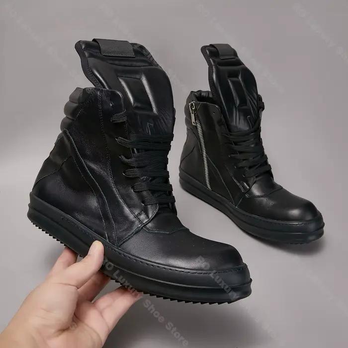 Marque Designer hommes chaussure en cuir femmes Sneaker décontracté noir Zip bottine Geobasket haut 