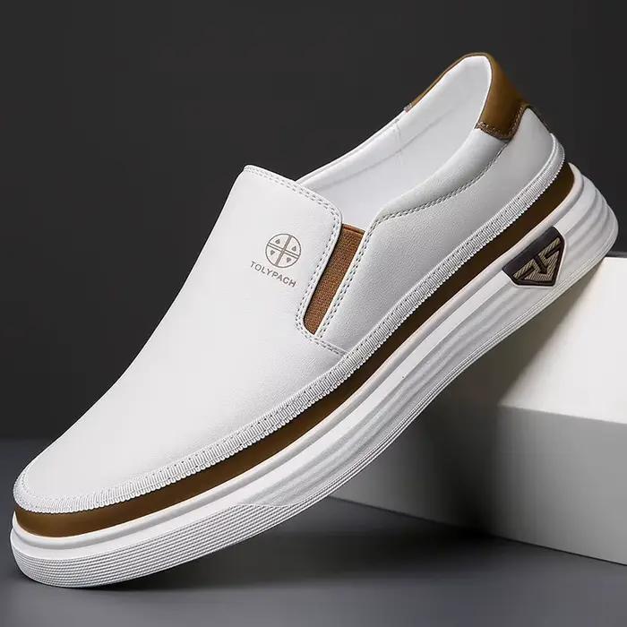 Nouvelles baskets décontractées en cuir véritable pour hommes 2025, mode printemps-été, chaussures b