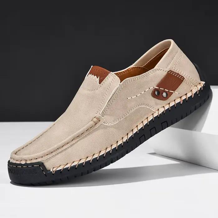 Chaussures en cuir faites à la main pour hommes, mocassins confortables et décontractés à enfiler, m