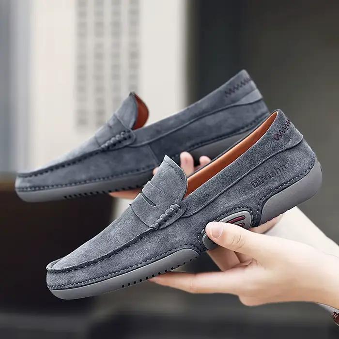 Mocassins en cuir faits à la main pour hommes, chaussures de conduite à enfiler, mocassins décontrac