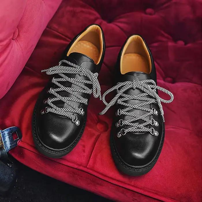 Chaussures en cuir véritable hommes Derbys printemps automne marque plate chaussures pour homme chaussures noires Cool mode Style grande taille 45 D616