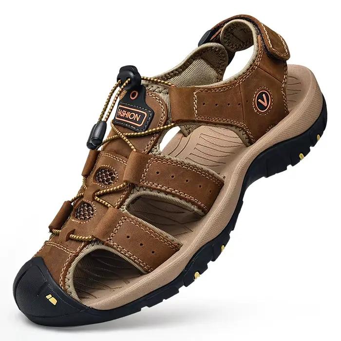Été hommes sandales en cuir véritable