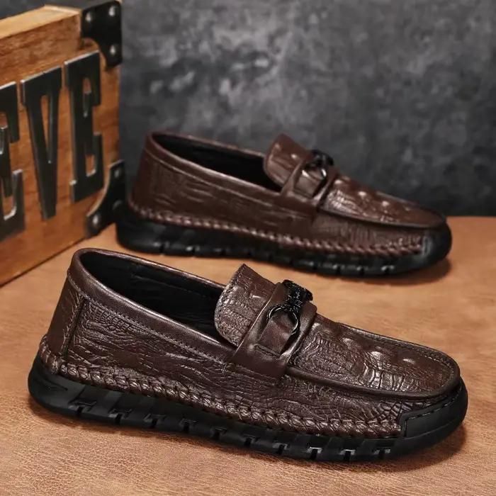 Chaussures haricot carillons pour hommes, chaussures paresseuses décontractées, caoutchouc sans cuir, nouveau style britannique, automne, hiver, 2025