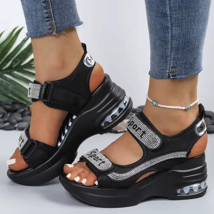 Sandales d'été à bout rond pour femmes, confortables, décontractées et élégantes pour occasions estivales et décontractées