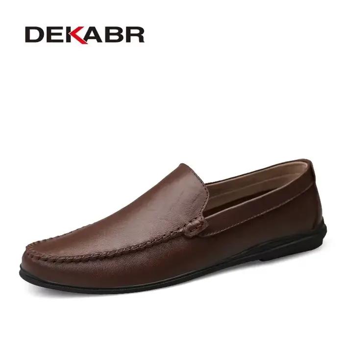 DEKABR Mocassin Italien en Croûte de Cuir pour Hommes