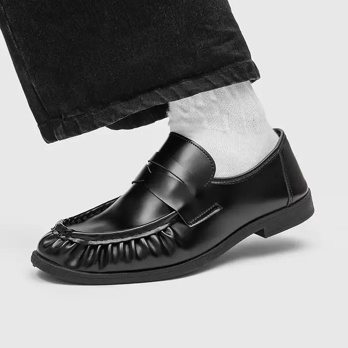 Mode noir hommes mocassins concepteur affaires chaussures en cuir confortable sans lacet chaussures décontractées antidérapant marche plat conduite chaussures