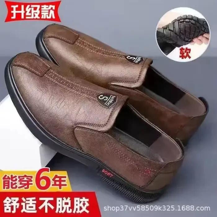 Chaussures en cuir pour hommes mocassins souples antidérapants respirant