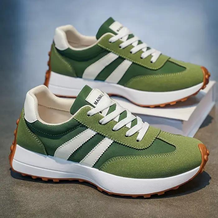 Chaussures de sport décontractées pour hommes motif rayé en cuir artificiel pointure 39 à 48 pour printemps et automne confortables et durables