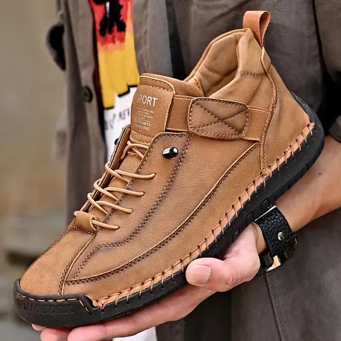 Chaussures en cuir cousues à la main pour hommes, légères, antidérapantes, décontractées, de marche, grande taille 47 48, mocassins de conduite à enfiler