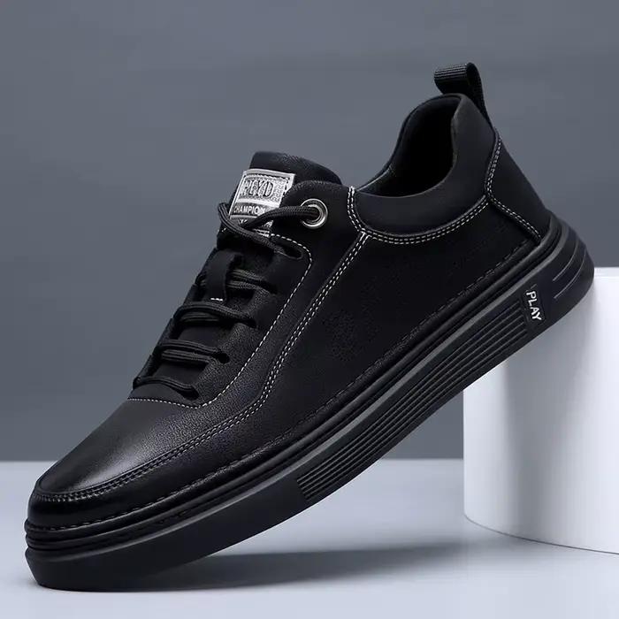 Chaussures plates en cuir véritable pour hommes