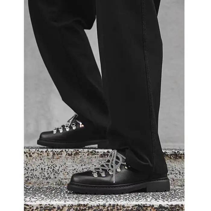 Chaussures en cuir véritable hommes Derbys printemps automne marque plate chaussures pour homme chaussures noires Cool mode Style grande taille 45 D616