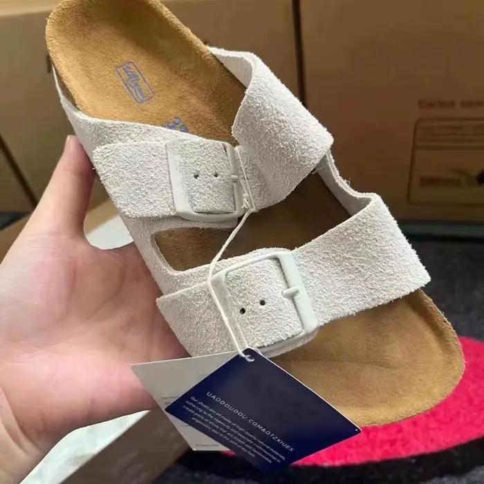 Nouvelles chaussures Bocken en cuir à semelle en liège pour le printemps et l'été, avec semelles épaisses et sandales ouvertes en daim de vachette monobloc.