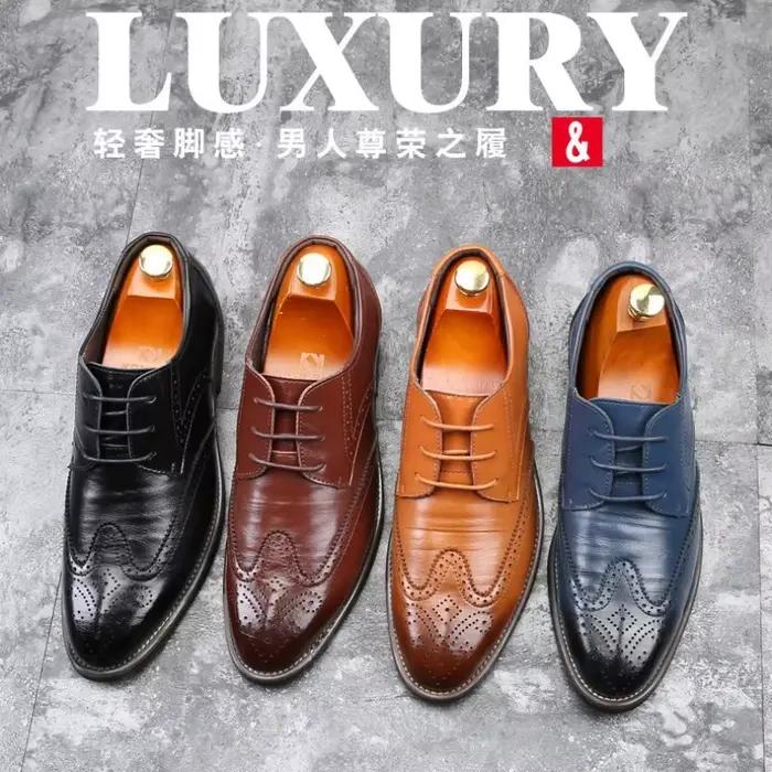 Chaussures Oxford Brogue LEDP pour Hommes Classiques à Lacets Noir Beige Bleu Marine Polyvalentes pour Occasions Formelles Bureau