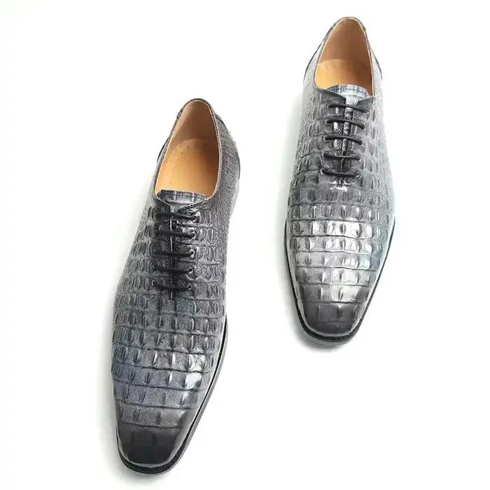 Oxford luxe classique chaussures De mariage pour hommes motif Crocodile Zapatos De Vestir Hombre à lacets haute qualité à lacets mariage