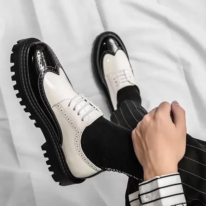 Marque de luxe richelieu chaussures pour hommes blanc à semelles épaisses décontracté Style britannique confortable