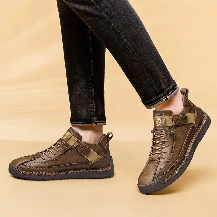 CLOHOO bottes de Sport décontractées montantes faites à la main pour hommes vêtements d'extérieur respirants avec Options de taille étendue bottines classiques