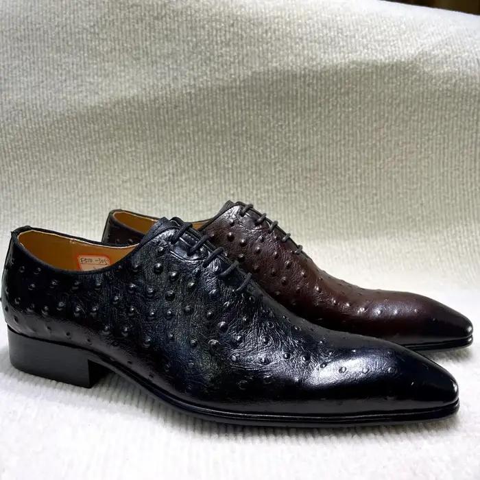 Oxfords Brogue en cuir véritable pour hommes