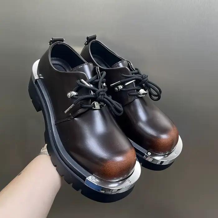 Chaussures Derby décontractées à bout large et épais