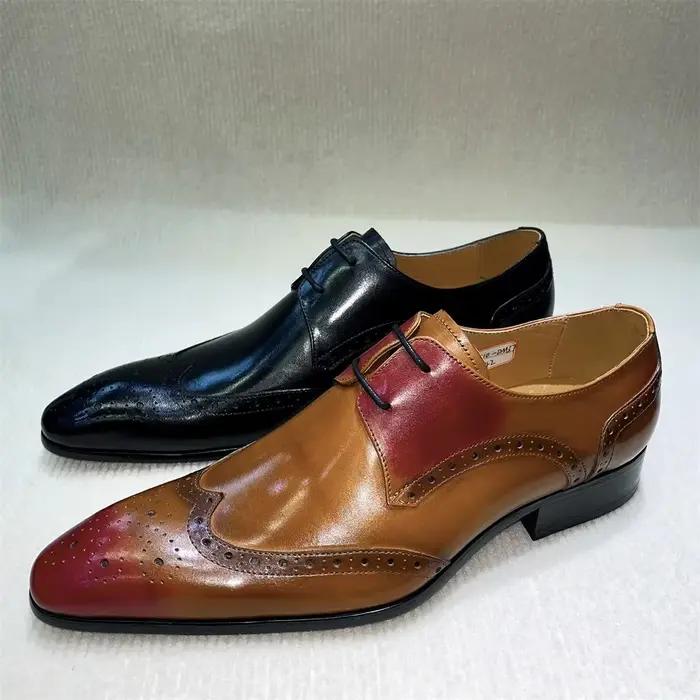 Chaussures richelieu en cuir véritable marron