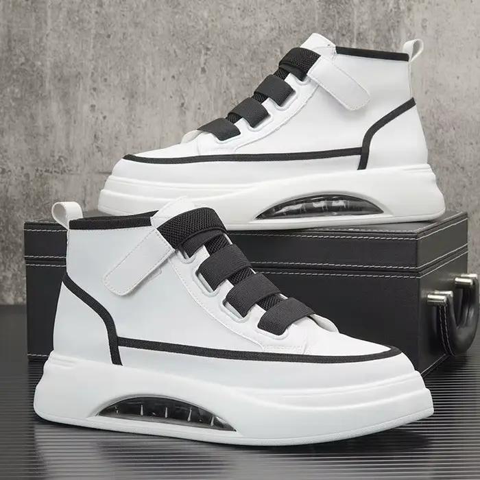 Luxe haut hommes chaussures mode coussin d'air hommes baskets plate-forme en cuir chaussures décontractées marque concepteur hommes bottines 2024 nouveau