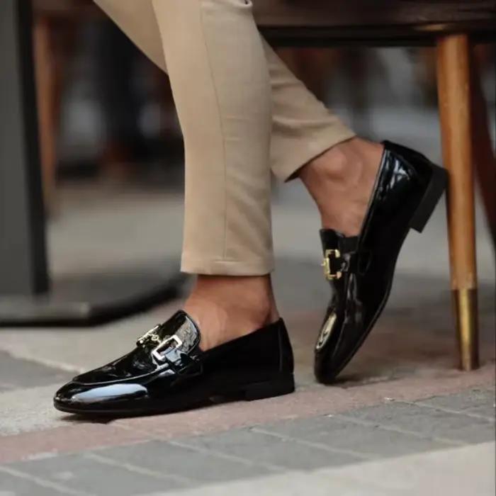 Mocassins noirs en cuir Pu pour hommes