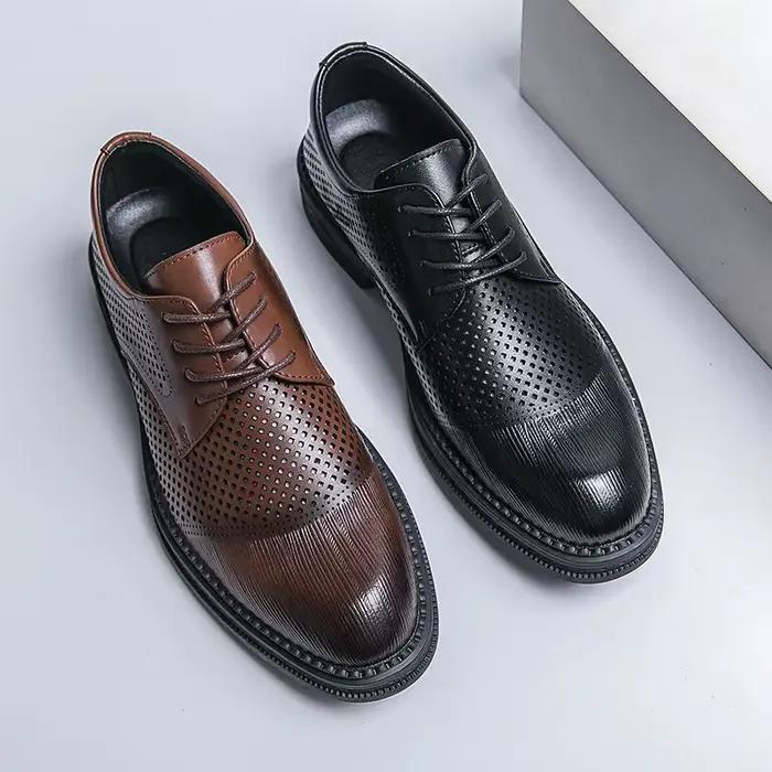 Oxford Derby Brogue en cuir véritable pour hommes